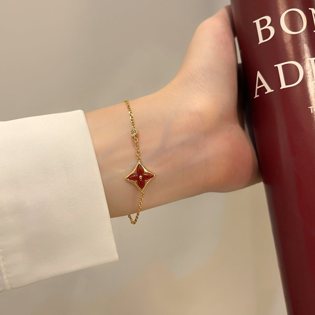 DIANA COLOR STAR CARNELIAN PINK GOLD DIAMOND BRACELET