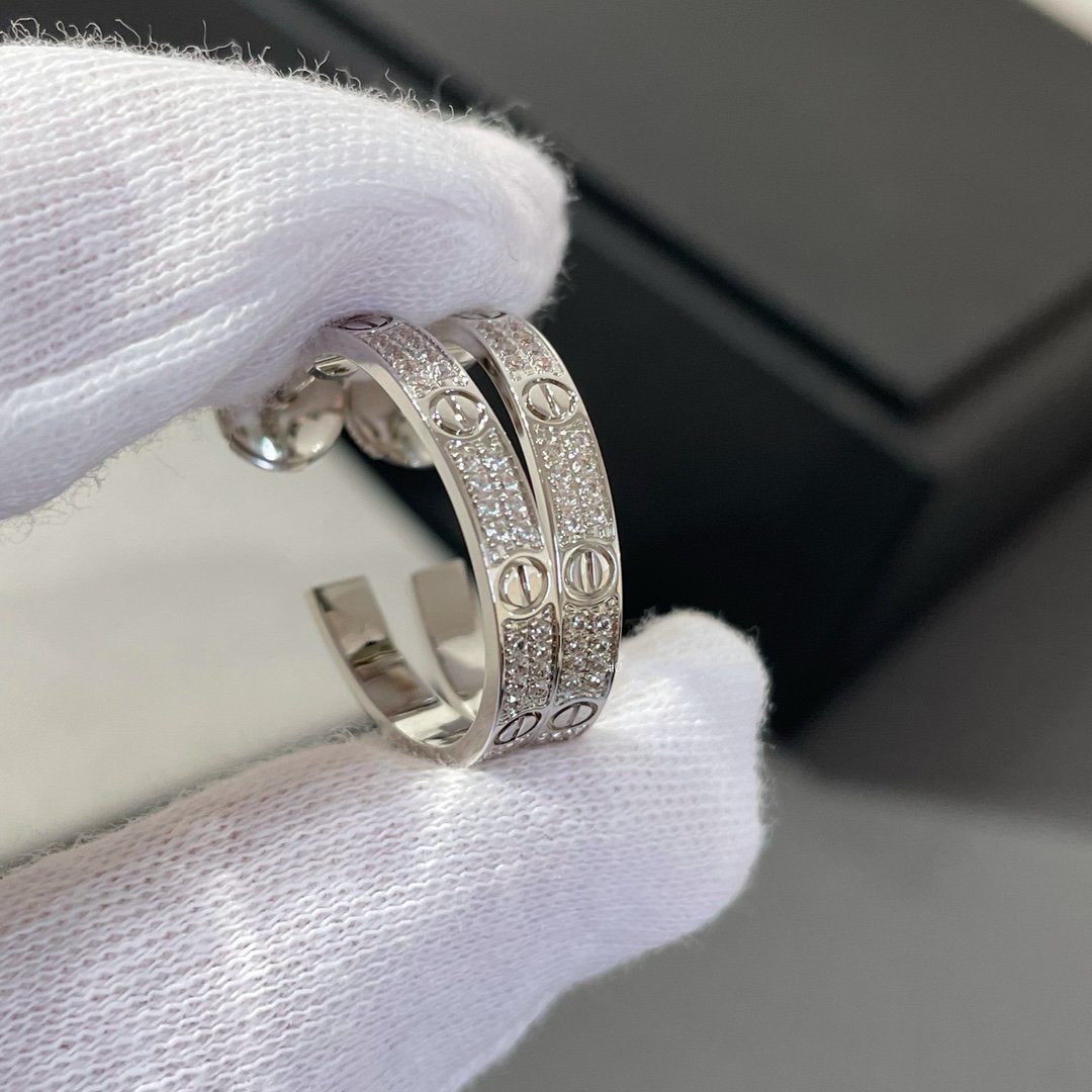 DIANA LOVE DIAMOND SILVER HOOP EARRINGS