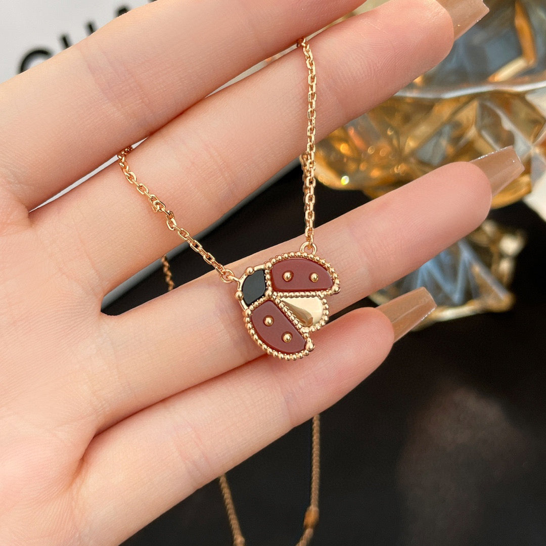 LUCKY CARNELIANS LADYBUG NECKLACE