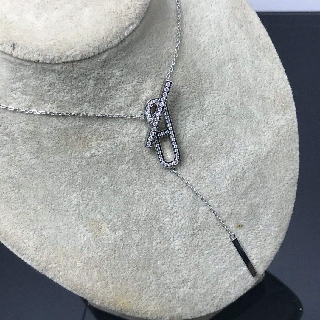 COLLIER DIANA HM PLATINE OR ROSE DIAMANT