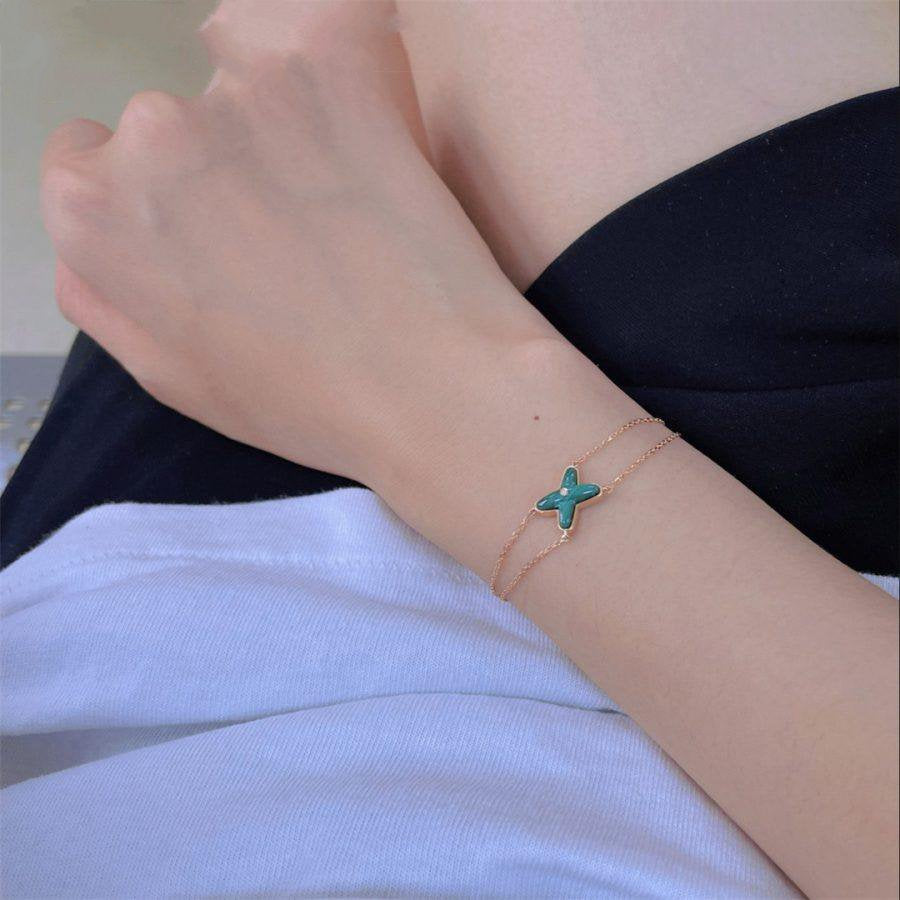 DIANA JEUX BRACELET MALACHITE PINK GOLD 1 DIAMOND
