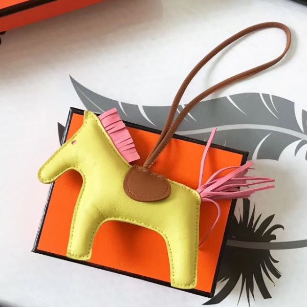HM Rodeo Horse Bag Charm In Yellow Mix Camarel/Pink Leather