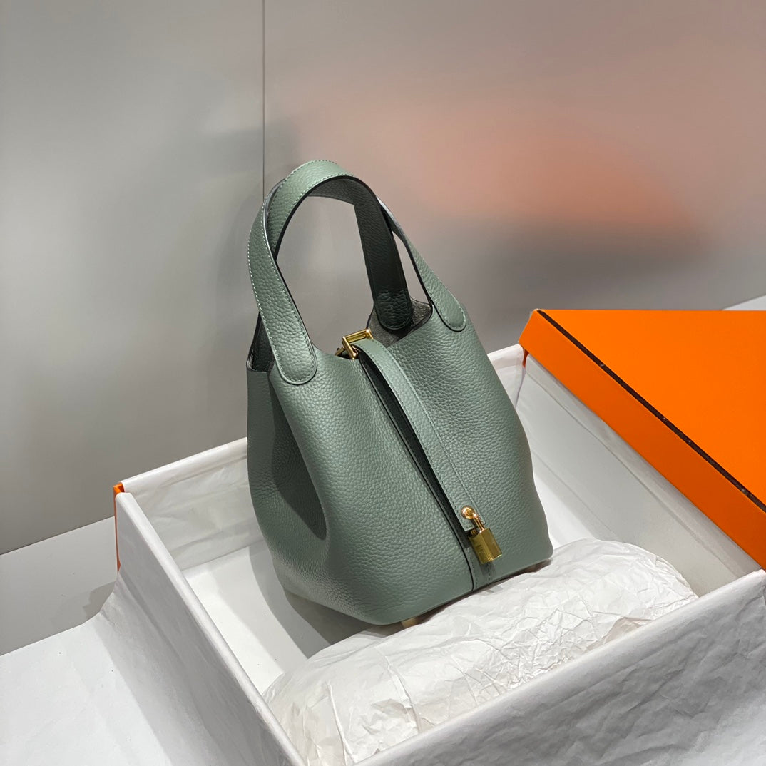 picotin lock grass green togo leather gold hardware