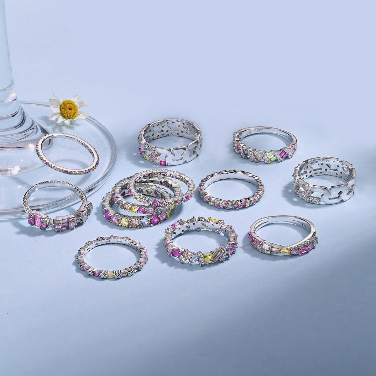 [HOT] Bague quotidienne scintillante et éclatante à taille ronde