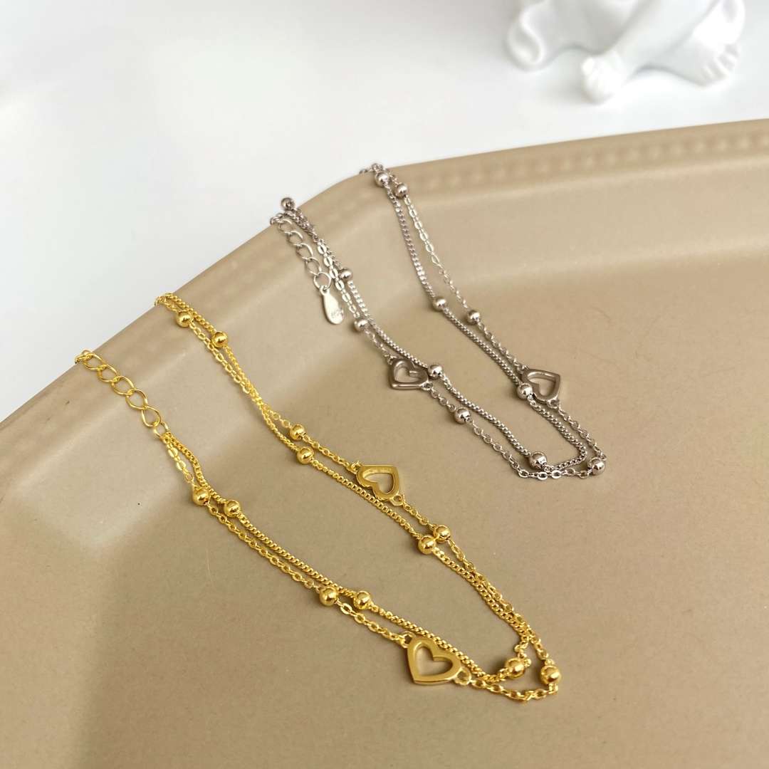 [HOT]Dainty Double Layer Love Heart Bracelet