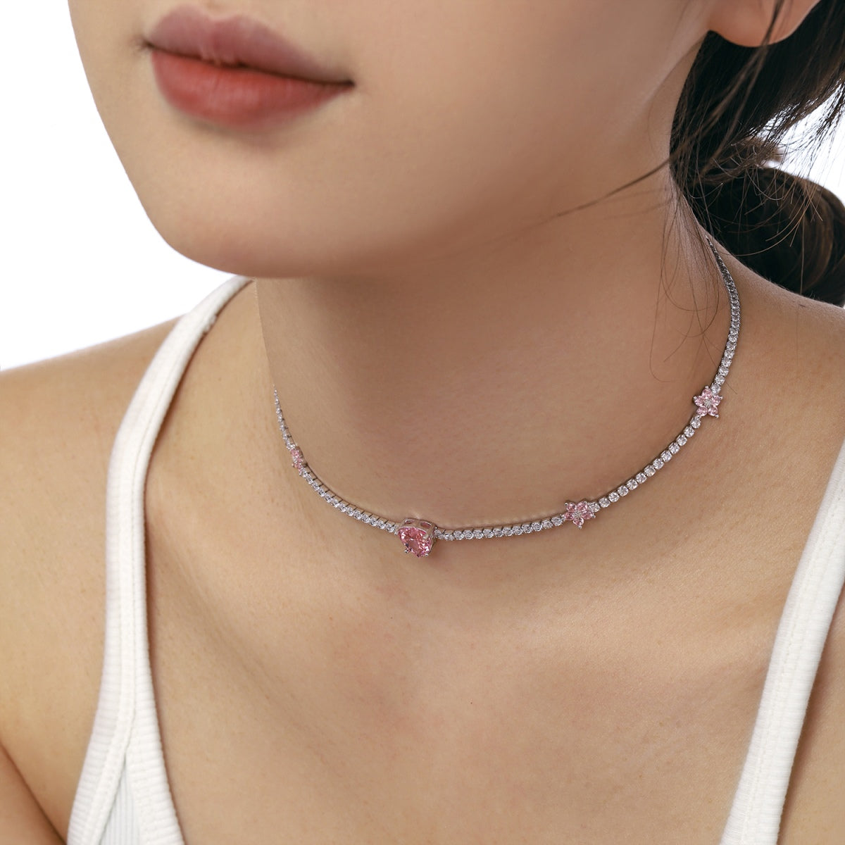 [HOT]Dazzling Pink Heart Flower Necklace