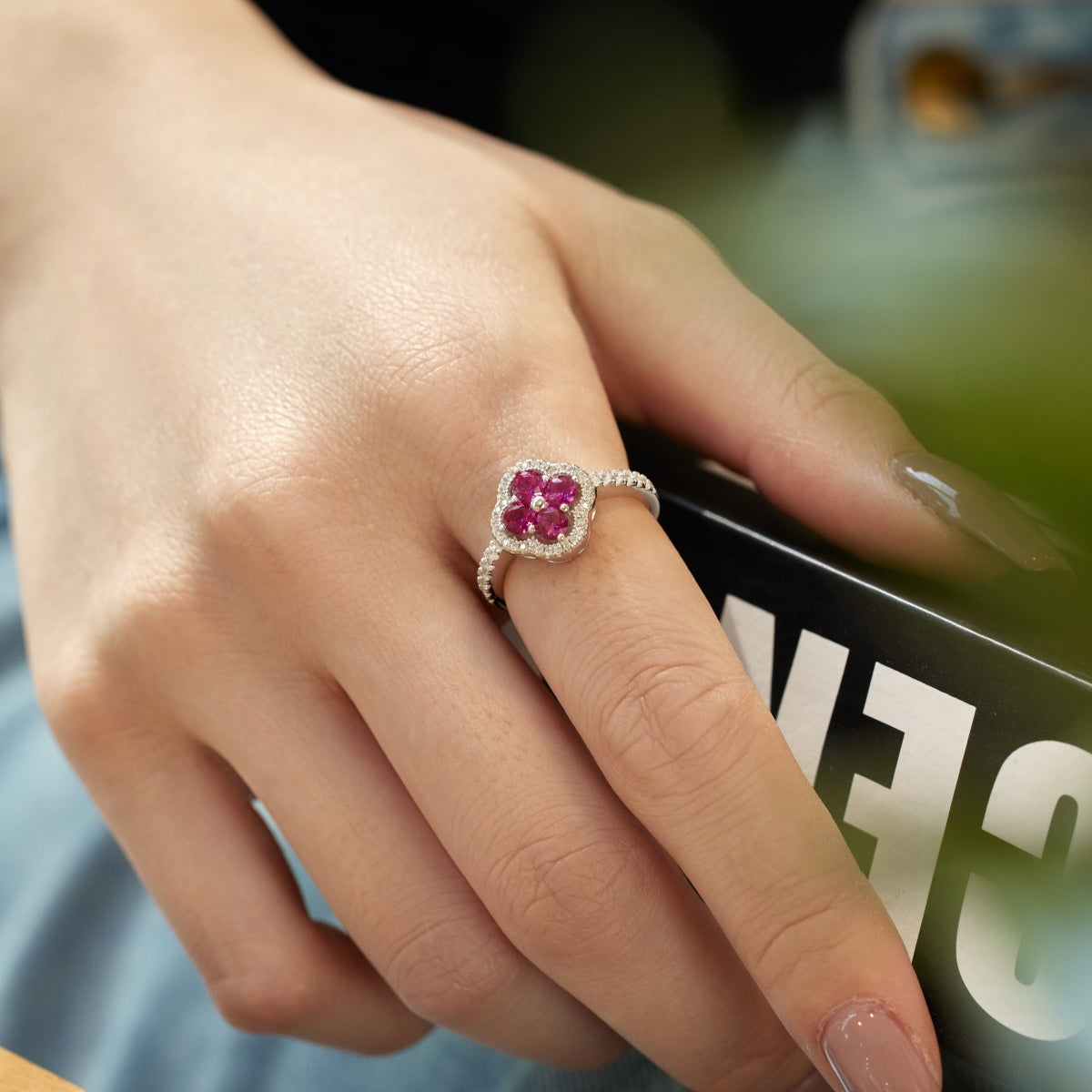 [HOT]Four Leaf Clover Flower Design Ring