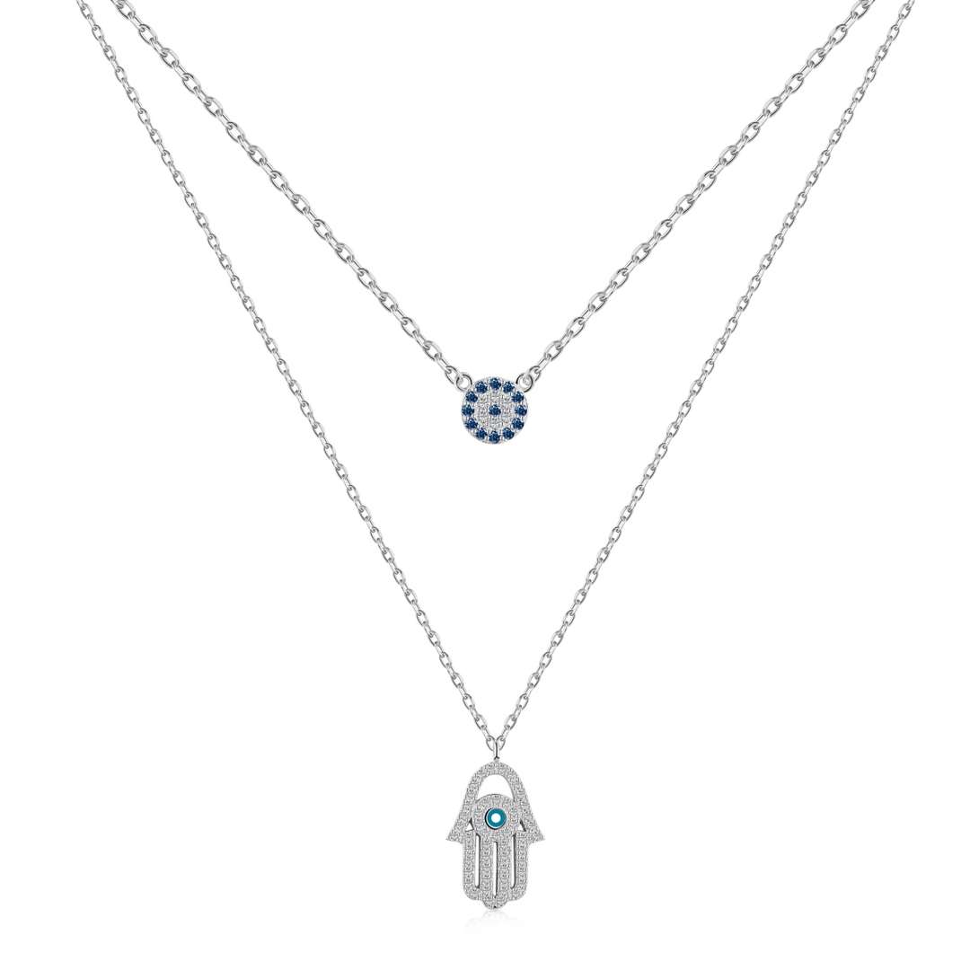 [HOT]Demon Eye Hamsa Palm Necklace