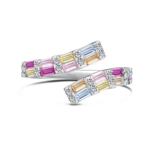 [HOT]Charming Colorful Radiant Cut Adjustable Daily Ring