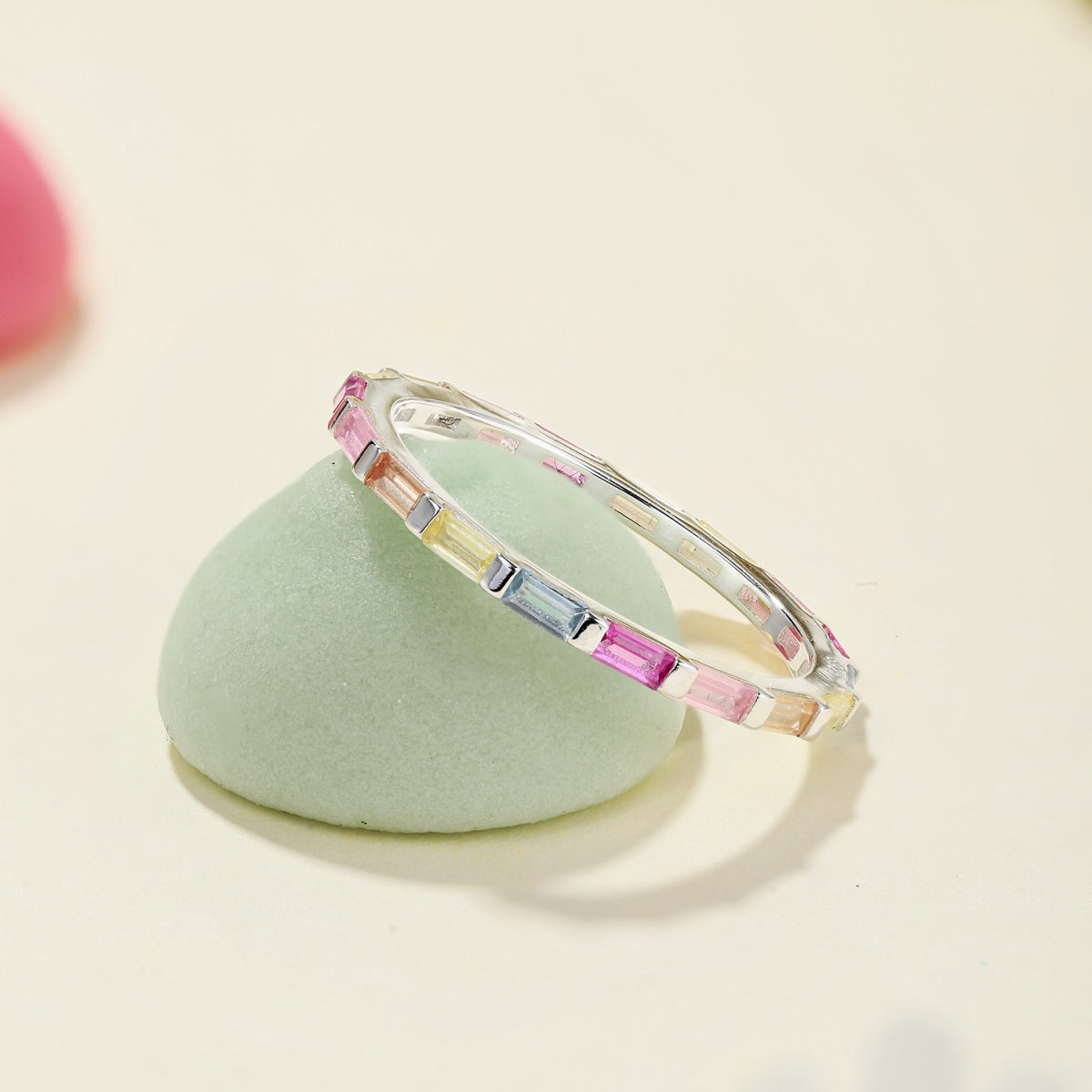 [HOT]Exquisite Multicolored Emerald Cut Daily Ring