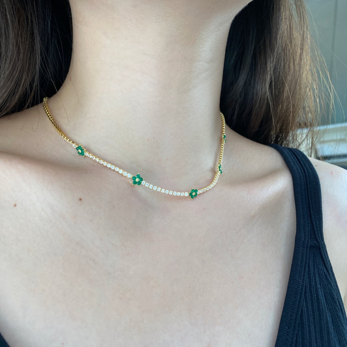 [HOT] Collier de tennis luxueux à fleurs colorées