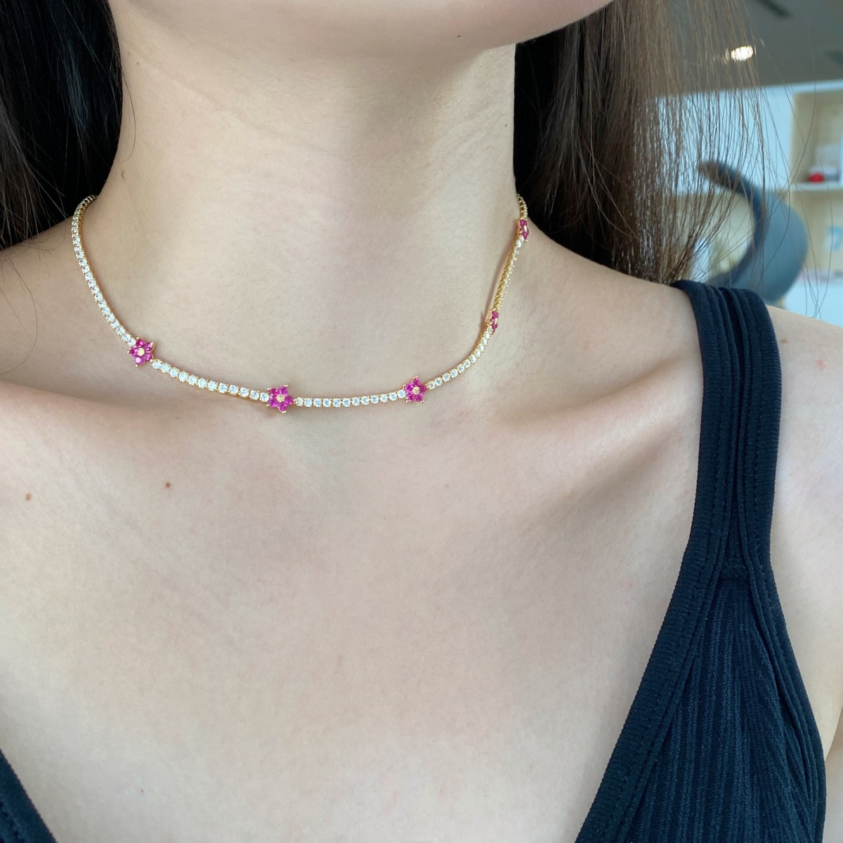 [HOT] Collier de tennis luxueux à fleurs colorées