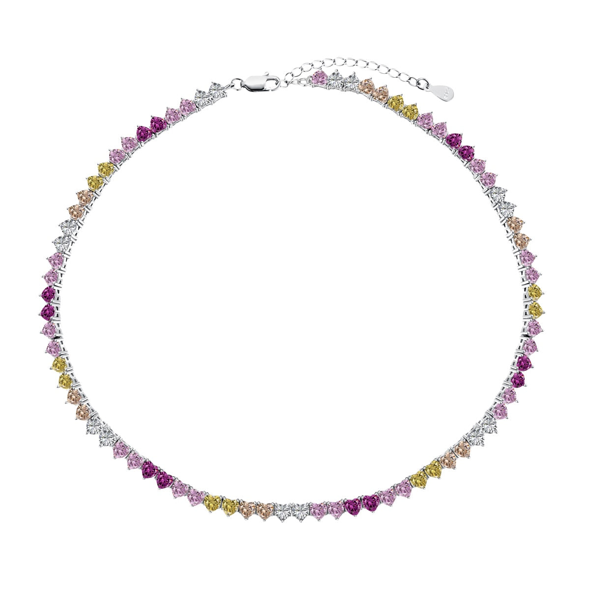 [HOT] Collier de tennis scintillant et coloré en forme de cœur
