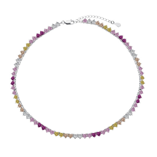 [HOT]Sparkling Colorful Full Heart Tennis Necklace