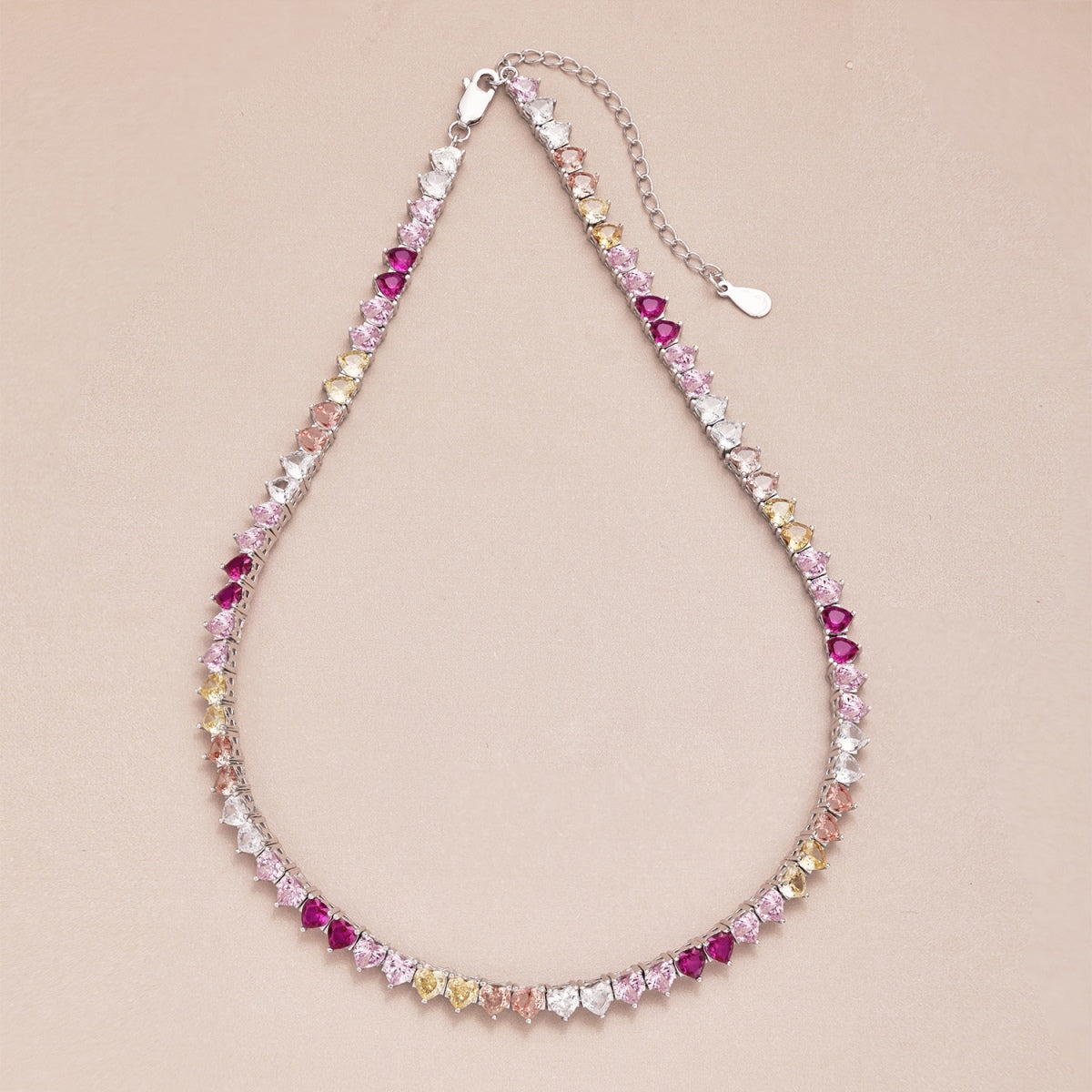 [HOT] Collier de tennis scintillant et coloré en forme de cœur