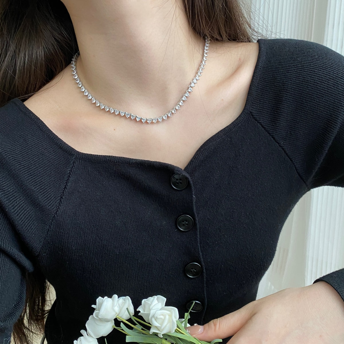 [HOT]Ornate Heart Cut Tennis Necklace