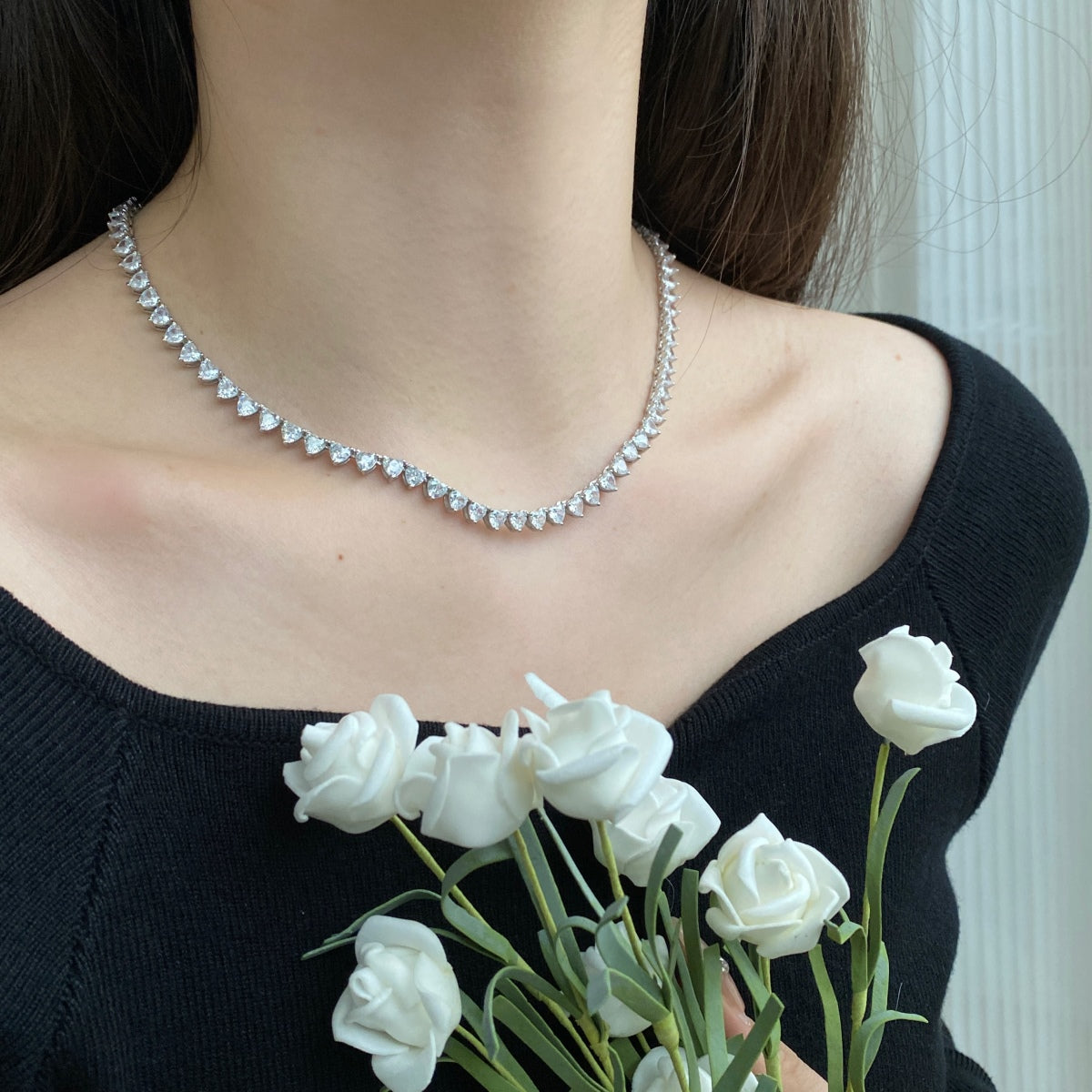 [HOT]Ornate Heart Cut Tennis Necklace