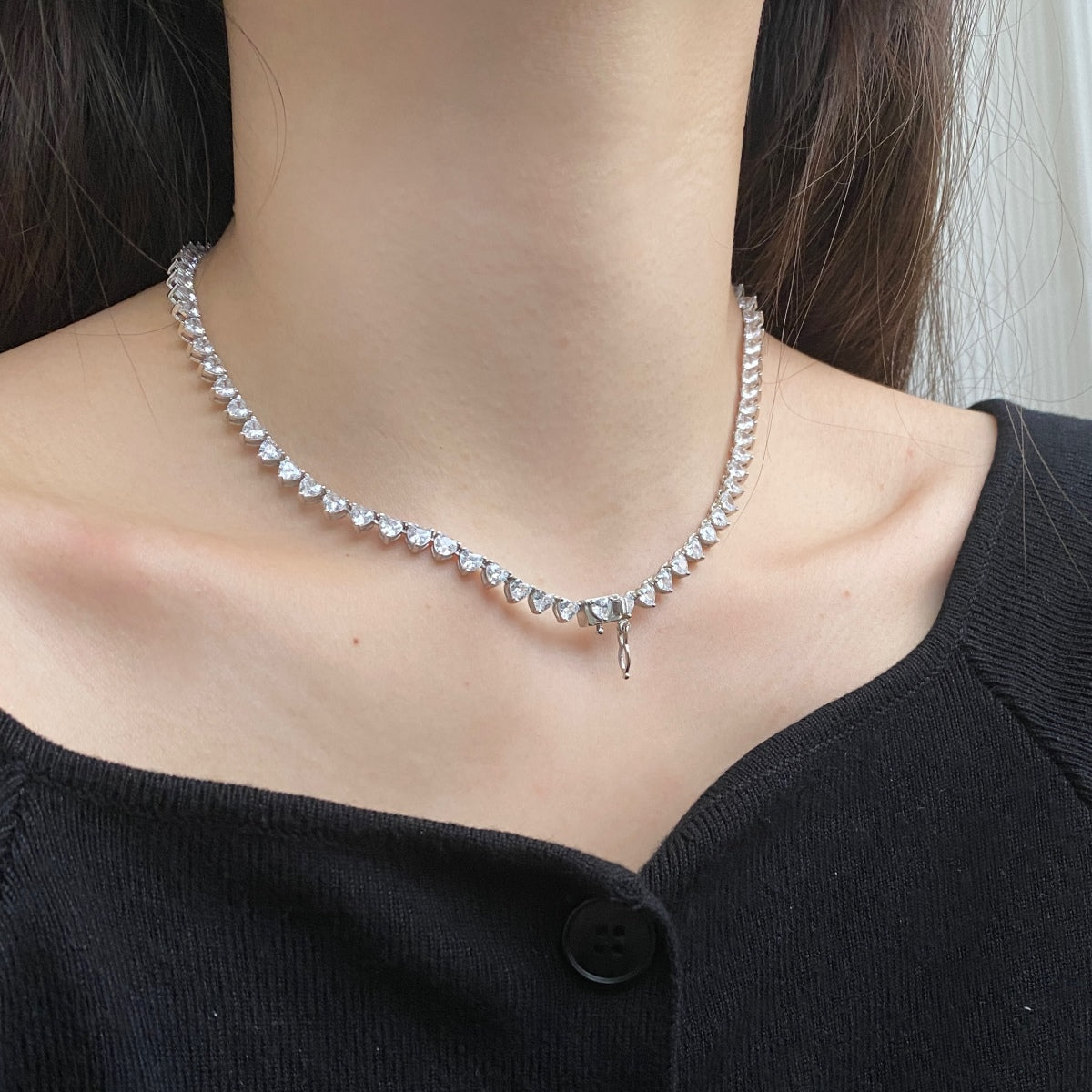 [HOT]Ornate Heart Cut Tennis Necklace