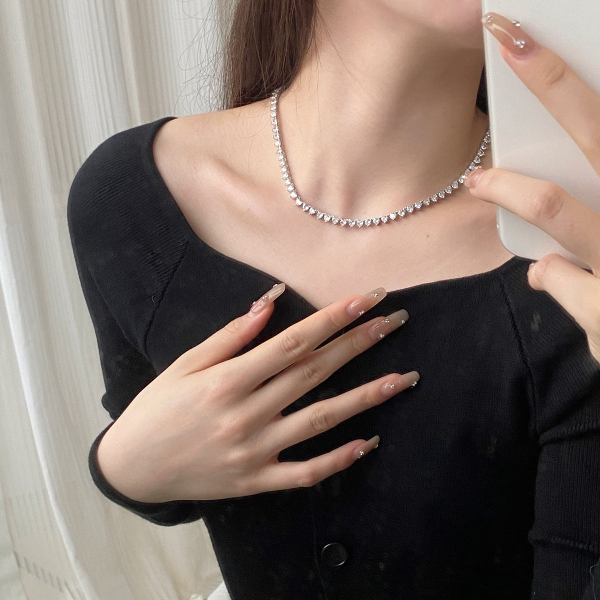 [HOT]Ornate Heart Cut Tennis Necklace