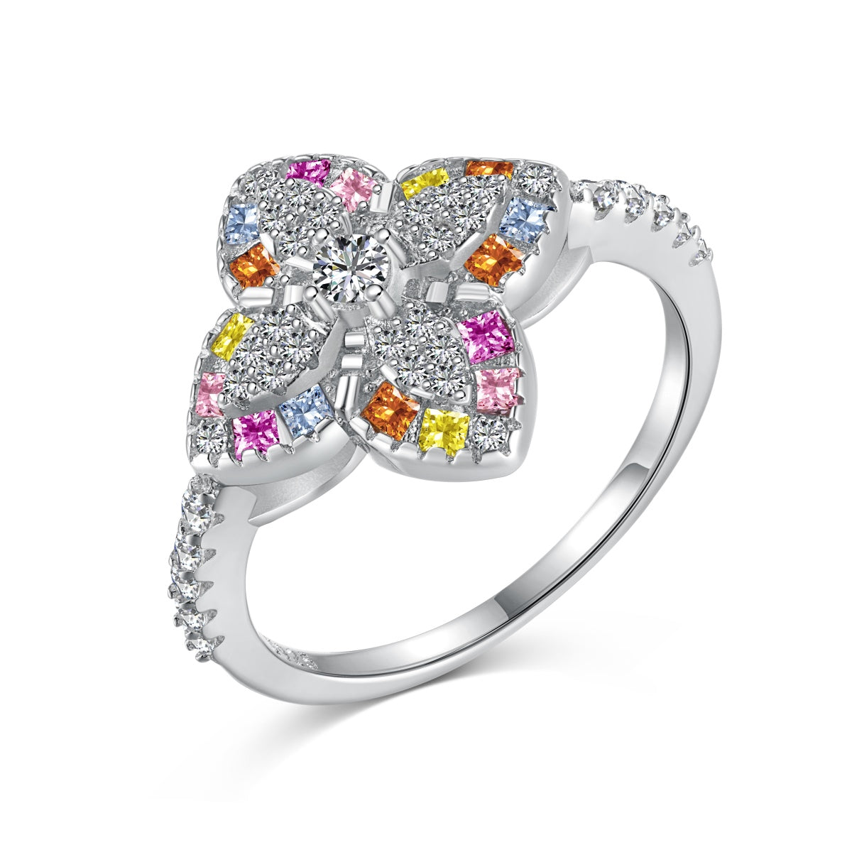 [HOT] Bague de banquet luxueuse en forme de fleur colorée