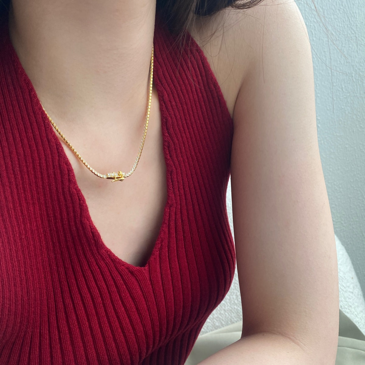 [HOT]Delicate Round Shape Tennis Necklace