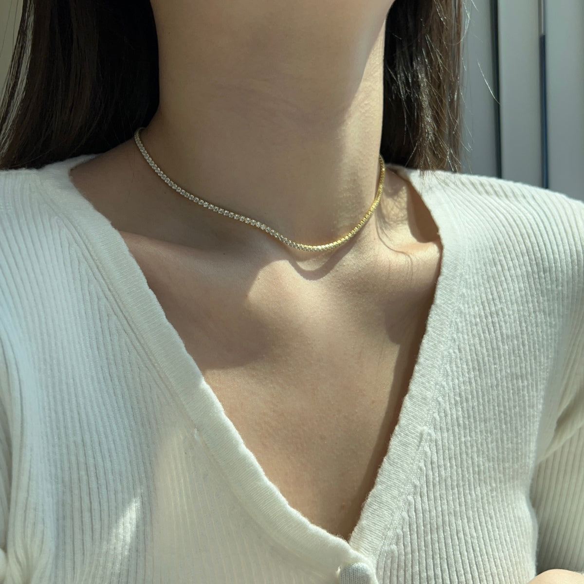 [HOT]Delicate Round Shape Tennis Necklace