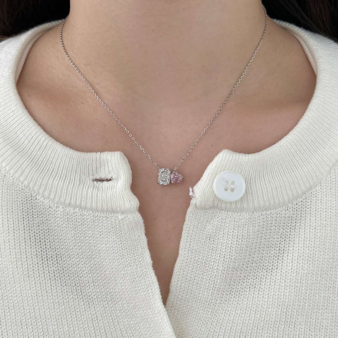 [HOT]Dazzling Square & Heart Shape Necklace