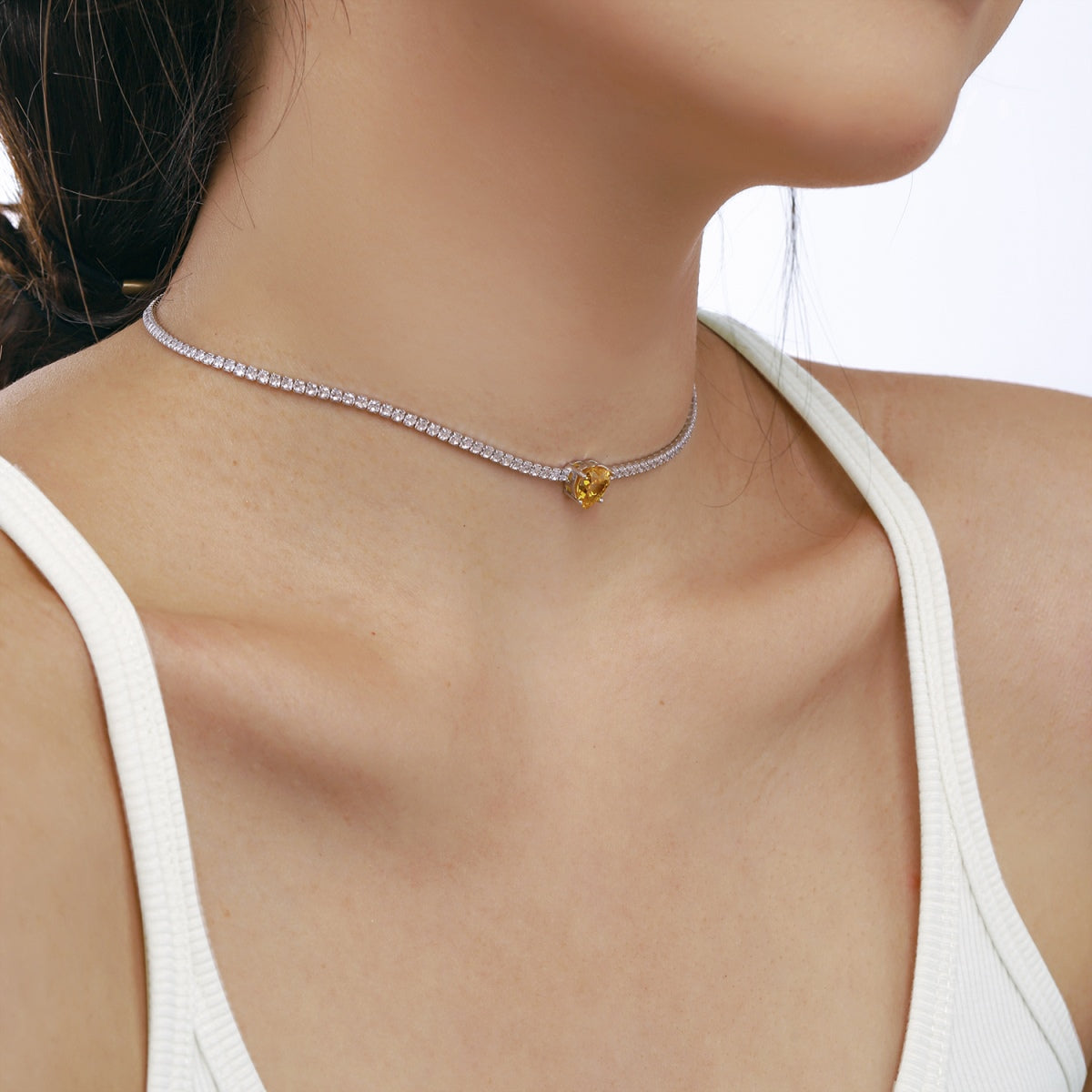 [HOT]2.0 Carat Sparkling Tennis Heart Cut Necklace