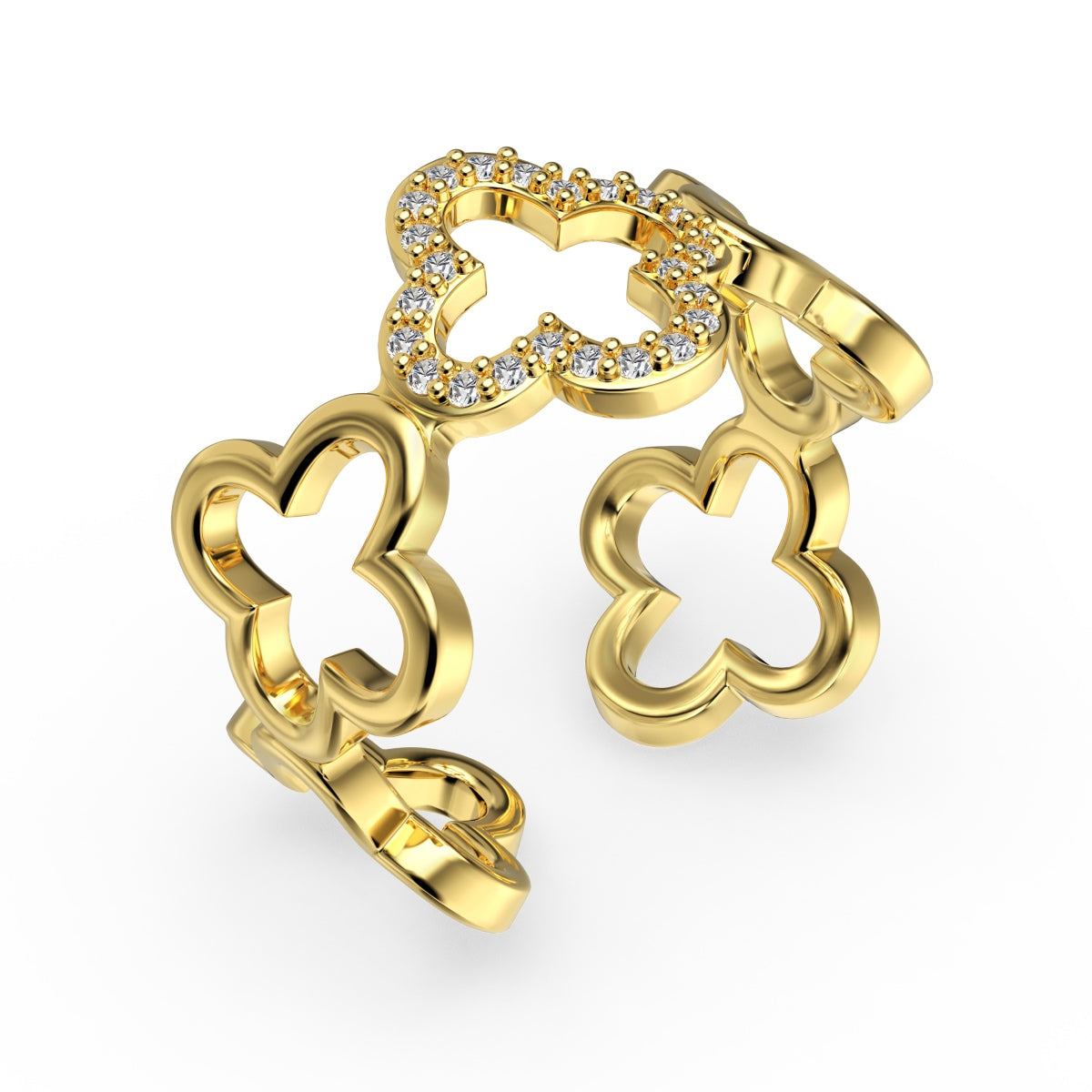 [HOT]Hollow Design Four-Leaf Clover Flower Shape Ring
