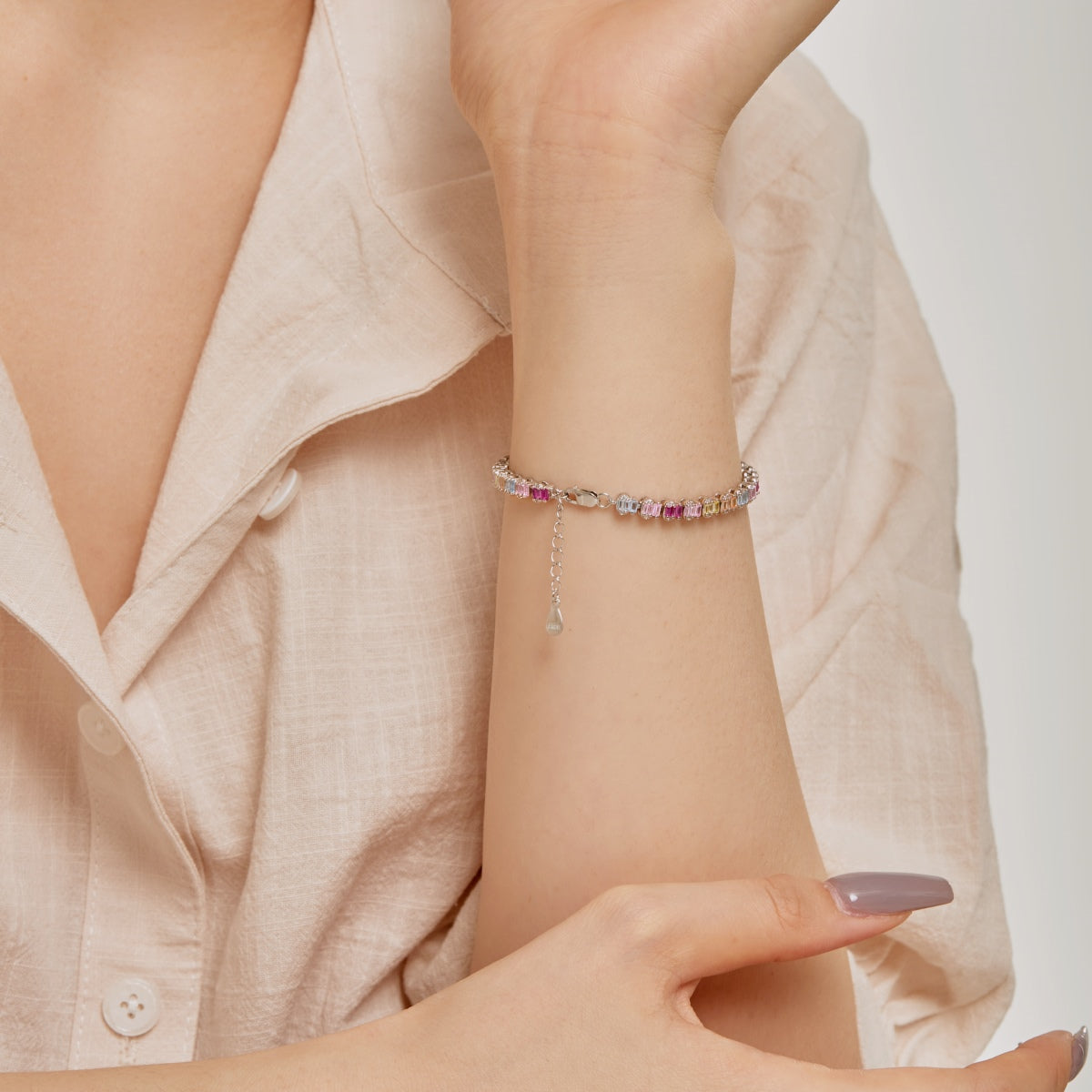 [HOT]Delicate Colorful Emerald Cut Party Bracelet