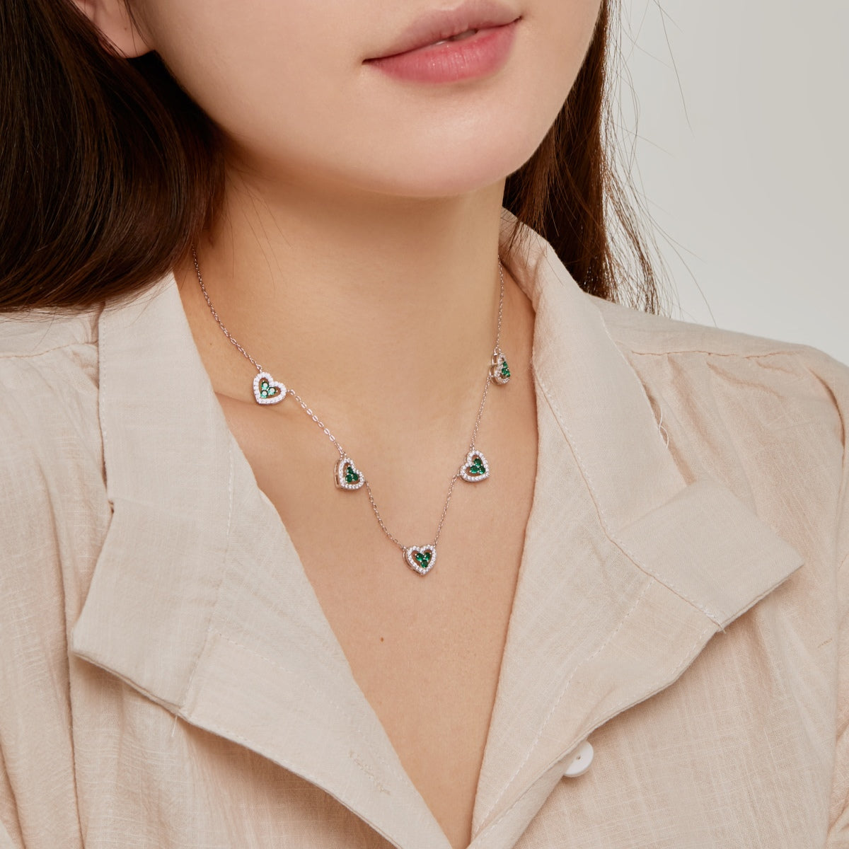 [HOT]Sparkling Five Heart Necklace