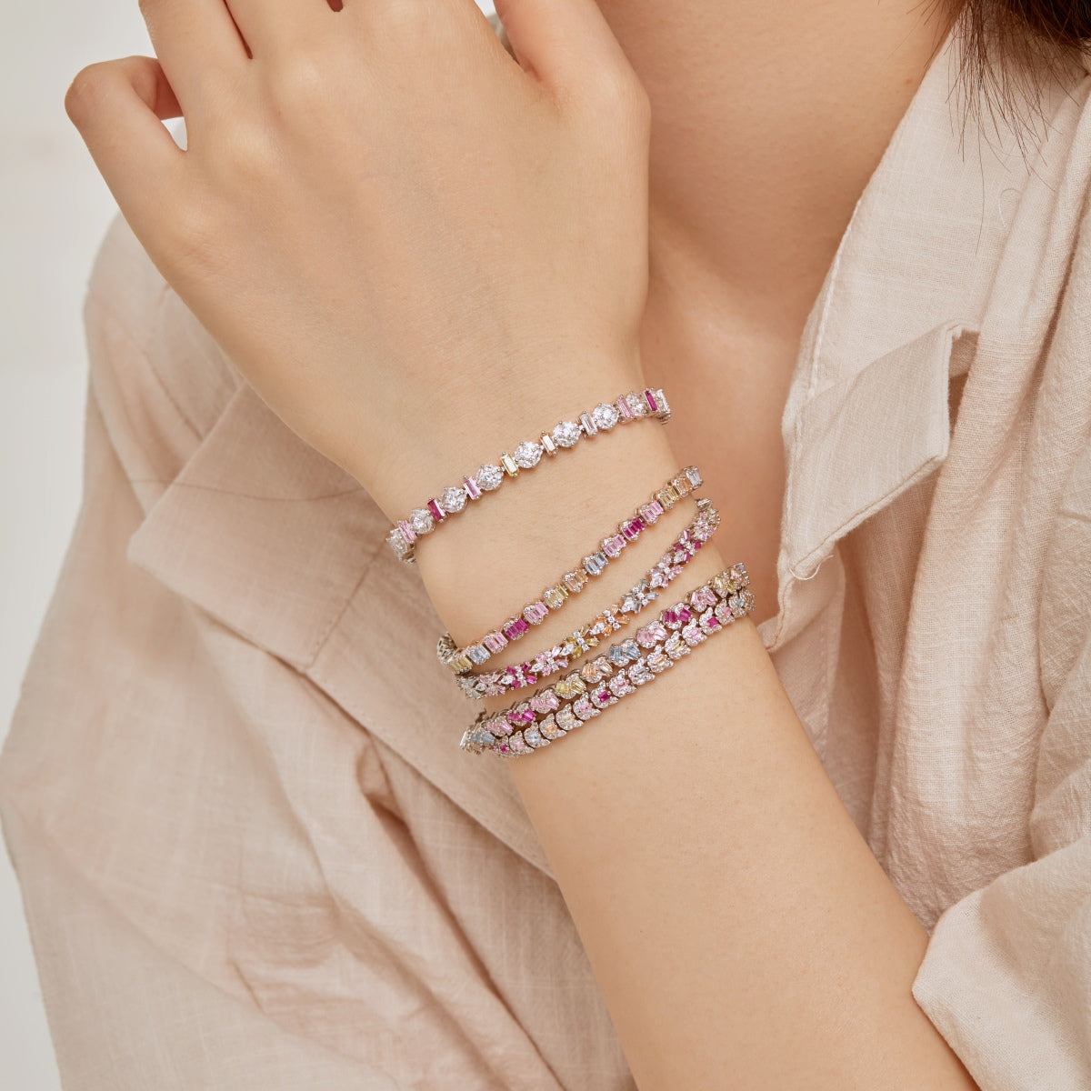[HOT]Delicate Colorful Emerald Cut Daily Bracelet