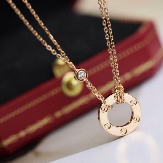 DIANA LOVE NECKLACE ADJUSTABLE ROSE GOLD 2 DIAMOND