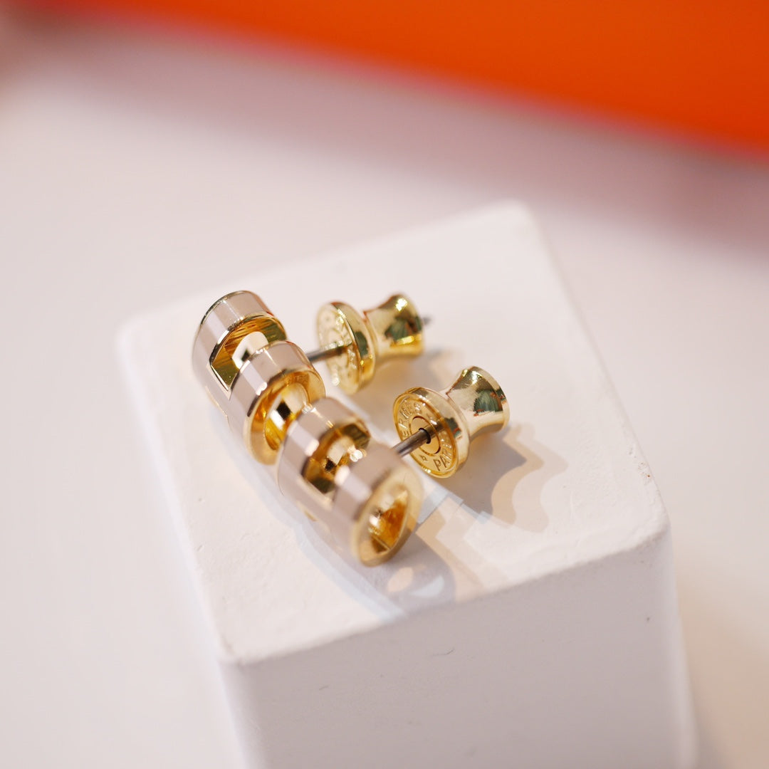 DIANA MINI POP H GOLD EARRINGS GREY