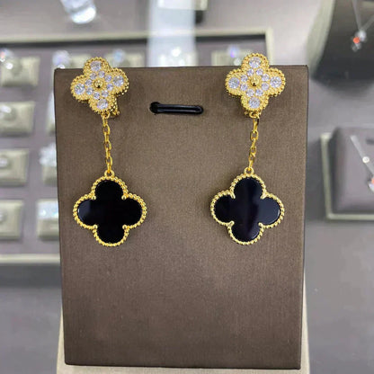 CLOVER  2 MOTIFS  DIAMOND  EARRINGS (MULTIPLE CHOICESç´