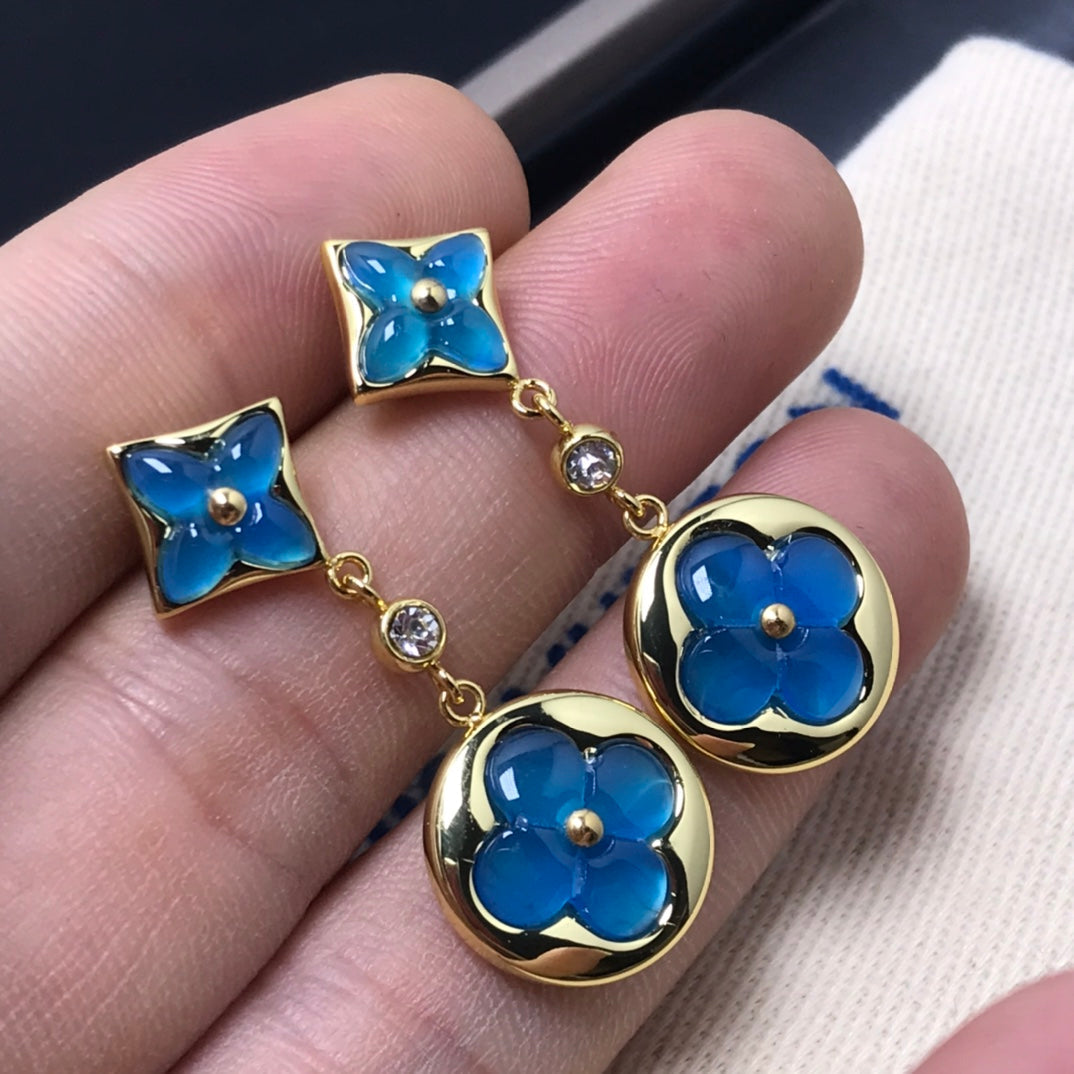 DIANA STAR AND SUN AGATE DIAMOND EARRINGS