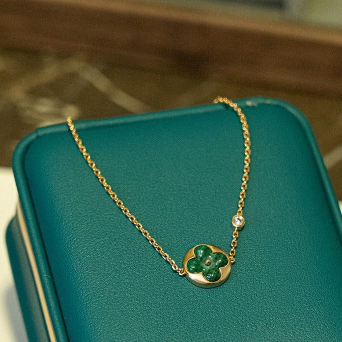 DIANA SUN MALACHITE 1 DIAMOND PINK GOLD BRACELET