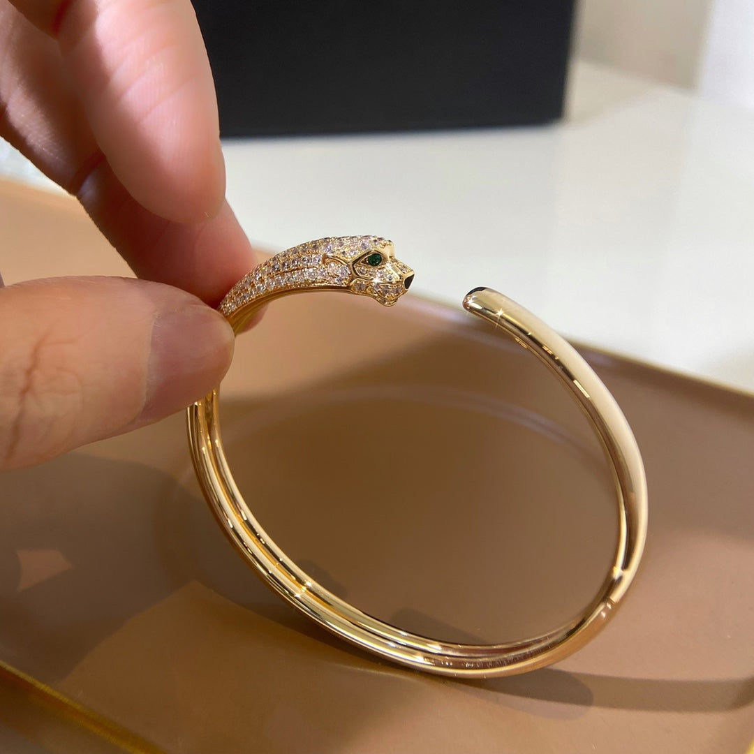 DIANA PANTHERE GOLD DIAMOND OPEN BRACELET