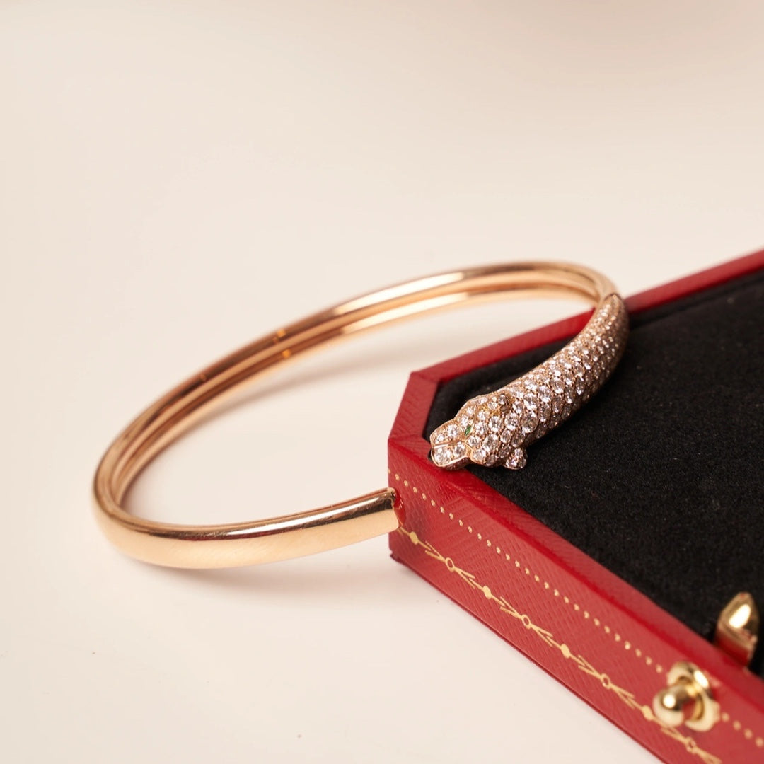 DIANA PANTHERE ROSE GOLD DIAMOND OPEN BRACELET