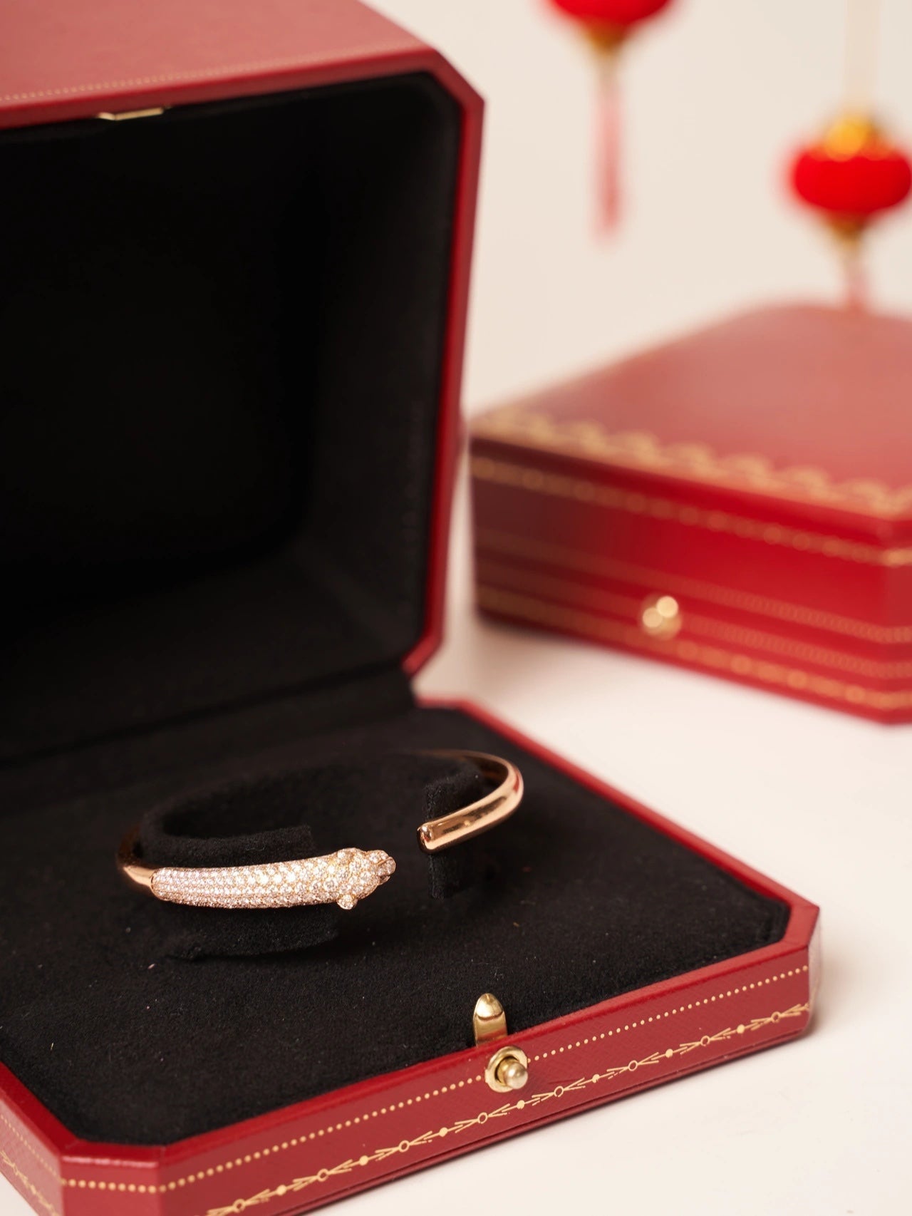 DIANA PANTHERE ROSE GOLD DIAMOND OPEN BRACELET