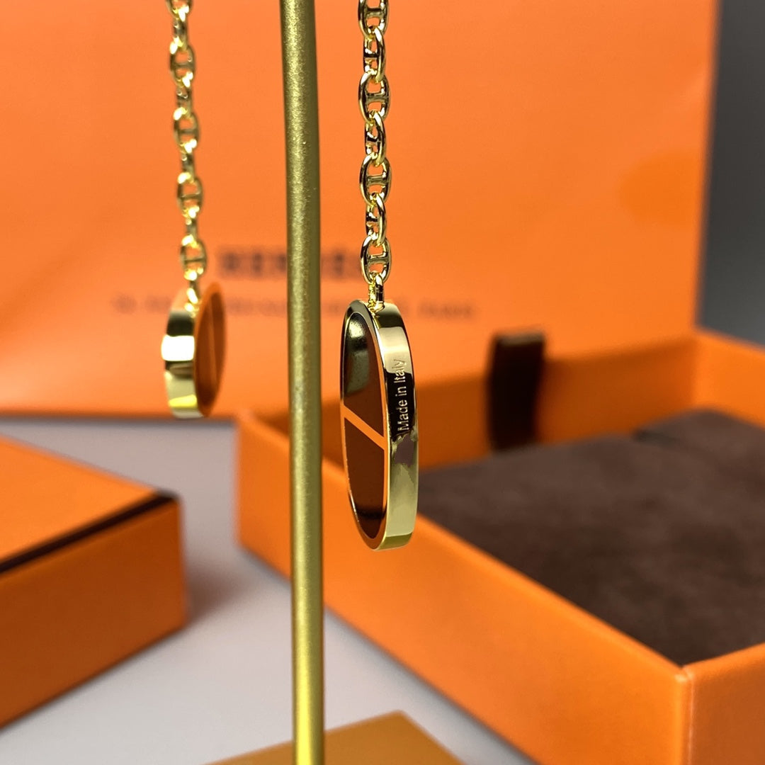 DIANA CHAINE VERSO BLACK CERAMIC EARRINGS