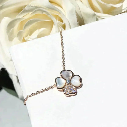 CLOVER MOP DIAMOND ROSE GOLD NECKLACE