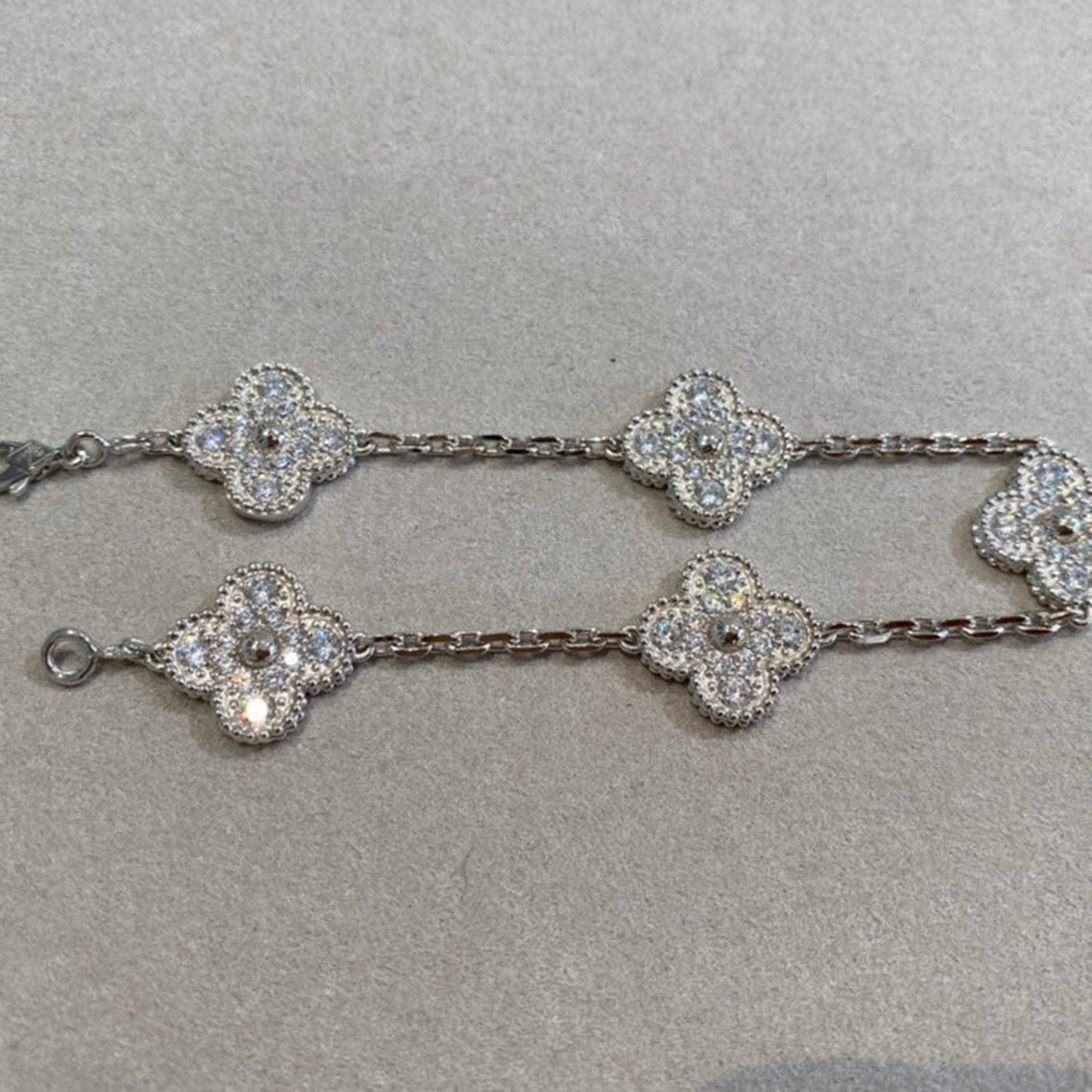 CLOVER 5 MOTIFS  DIAMOND BRACELET SILVER