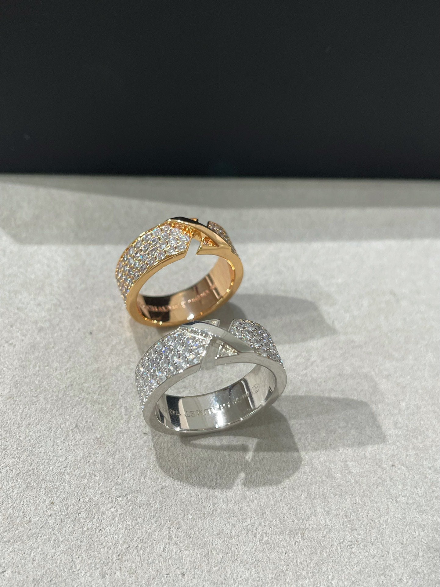 DIANA LIENS EVIDENCE PINK GOLD DIAMOND PAVED RING