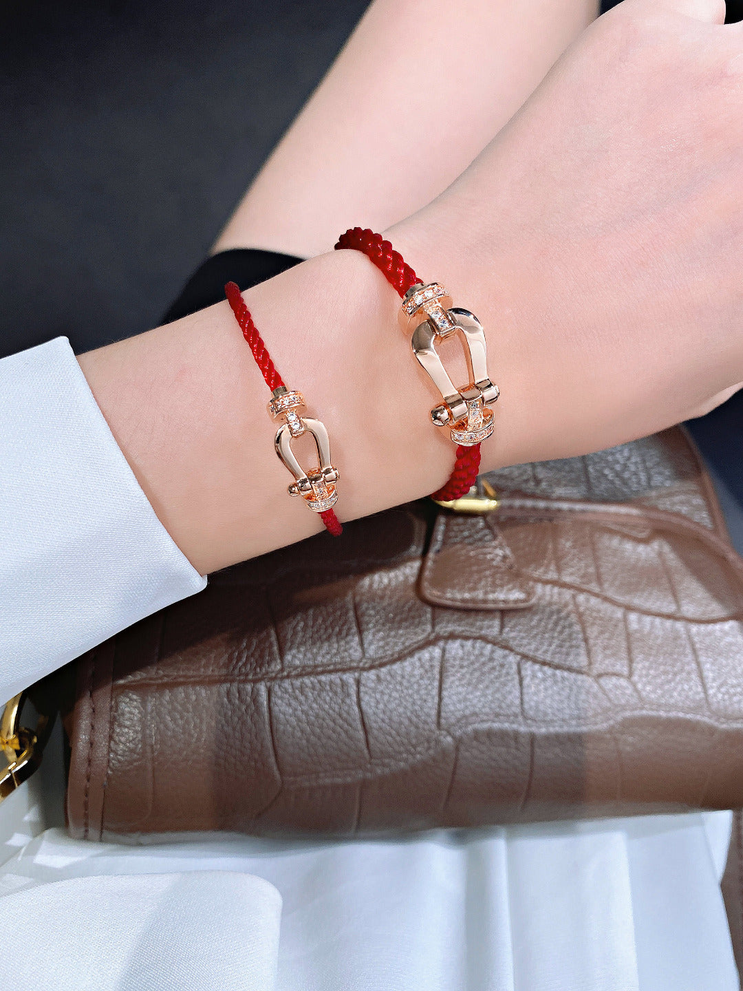 DIANA FORCE 10 HALF DIAMOND PINK GOLD RED CORDERI LARGE AND MEDIUM MODEL