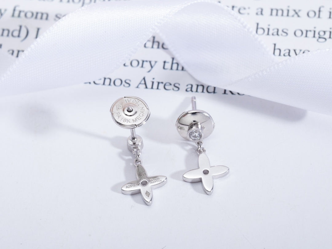 DIANA VIDYLLE SILVER DIAMOND MINI DROP EARRINGS