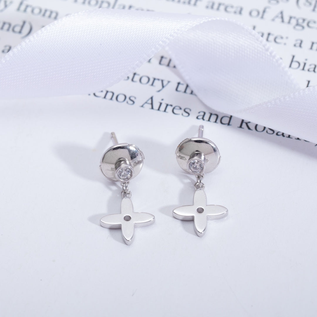 DIANA VIDYLLE SILVER DIAMOND MINI DROP EARRINGS