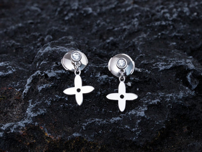 DIANA VIDYLLE SILVER DIAMOND MINI DROP EARRINGS