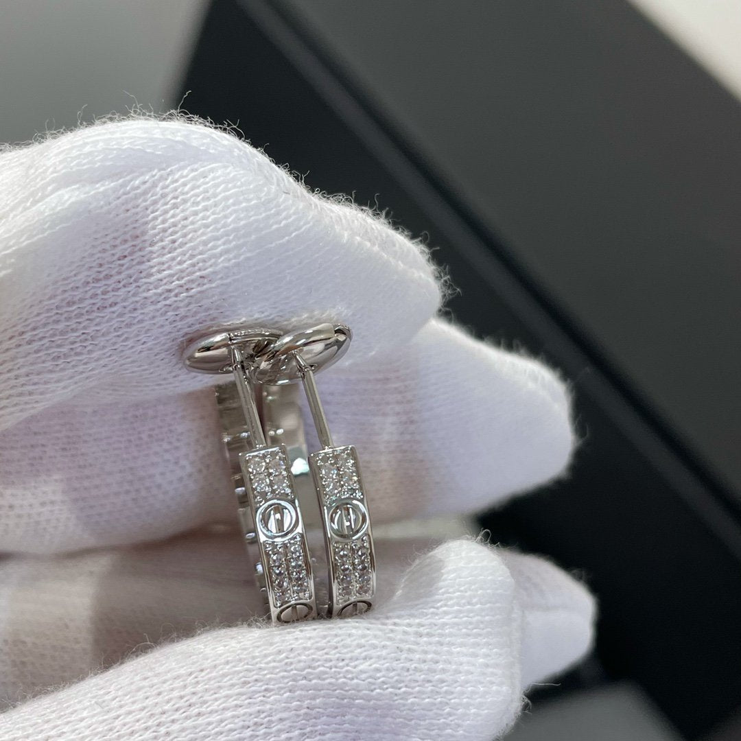 DIANA LOVE DIAMOND SILVER HOOP EARRINGS