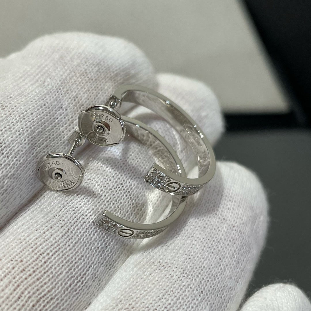 DIANA LOVE DIAMOND SILVER HOOP EARRINGS